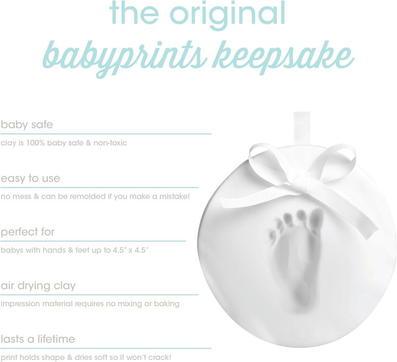 Pear Head Newborn Gift Set, Gender-Neutral Baby Gifts Box, 7 Wooden Monthly Milestone Discs, White Babyprints Clay Kit for Handprint or Footprint, Unisex, Boy or Girl - Image 2